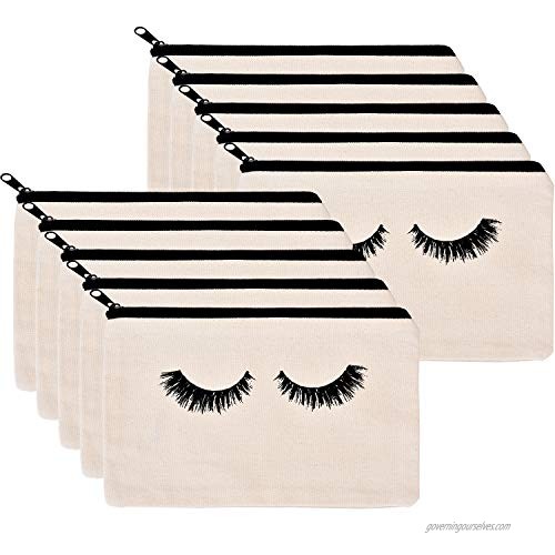 10 Pieces Eyelash Makeup Bags Cosmetic Bags Travel Make up Pouches with Zipper for Women Girls (White)