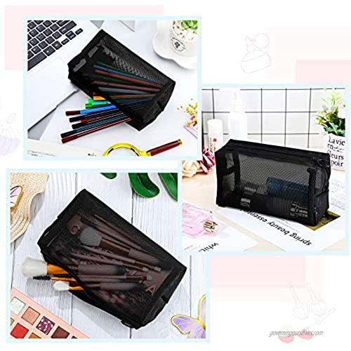 10 Pieces Mesh Makeup Bag Portable Mesh Cosmetic Bag Black Mesh Zipper Pouch Breathable Travel Toiletry Bag for Home Offices Travel Accessories Organizer