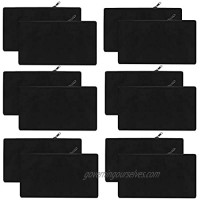 12 Pieces Blank Canvas Zipper Bags  8.5 x 5.5 inch Multipurpose Makeup Bags for Vinyl DIY Crafts  Party Gift  Pencil Bag  Travel Toiletry Pouch (M  Black)