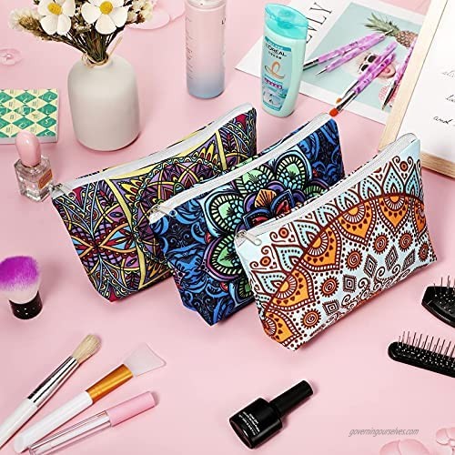 12 Pieces Cosmetic Bag Multipurpose Sublimation Blank DIY Heat Transfer Makeup Bag Iron on Transfer Zipper Canvas Pouch Toiletry Pouch Pencil Bag for Travel DIY Craft School (20 x 14 cm) (18 x 11 cm)
