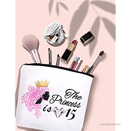 15th Birthday Gifts for Teen Girls 15 Year Old Girl Gifts for Birthday Birthday Gifts for 15 Year Old Girls Present for 15 Year Old Girl 15th Birthday Mirror 15th Birthday Makeup Bag Cosmetic Bag