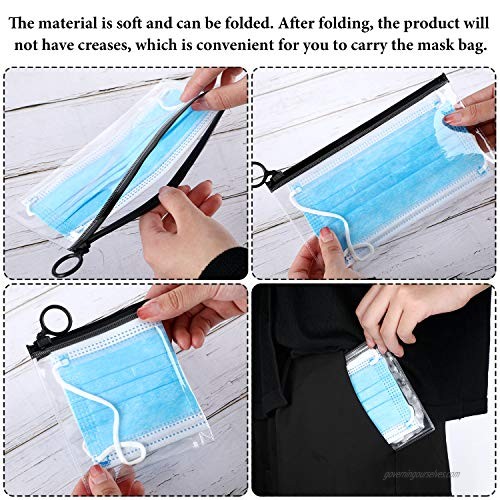20 Pieces Portable Face Covering Storage Bag Plastic Face Covering Organizer for Reuse Dust-proof Face Covering Storage Case Containers for Face Covering Protection (Clear)