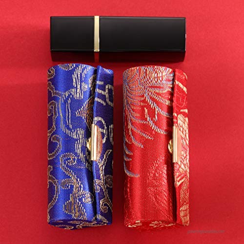 24 Pieces Silky Satin Fabric Lipstick Case Lipstick Box Holder with Mirror Jewelry Silk Purse Brocade Embroidered Gift Pouch Bag