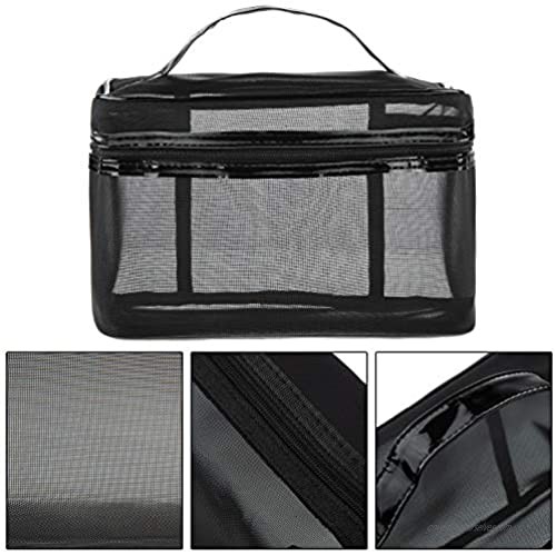 3 Pieces Mesh Makeup Bag Black Mesh Zipper Pouch Travel Cosmetic Organizer Case Travel Toiletry Bag Organize Supplies Cosmetics Accessories for Daily or Travel to Keep Small Items