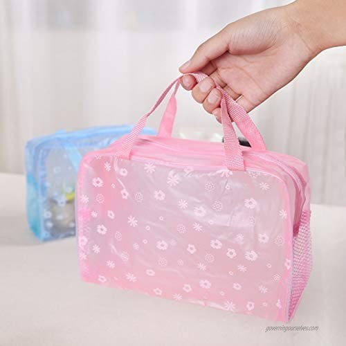 5 Pack Cosmetic Makeup Bag Travel Makeup Cosmetic Bags Toiletry Bag Transparent Luggage Pouch for Men Women Waterproof Storage Toiletry Carry Pouch with Zipper Handle Travel Bathroom Organizer