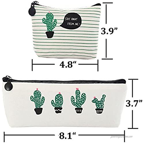 August Dream Canvas Student Pencil Case Box Pen Pouch Coin Purse Pouches Cosmetic Makeup Bag Cactus Pastoral Bandage Set of 6