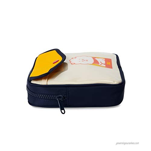 BT21 RJ Character Makeup Multi Pouch Cosmetic Bag Travel Toiletry Bag for Women and Girls Beige/Yellow