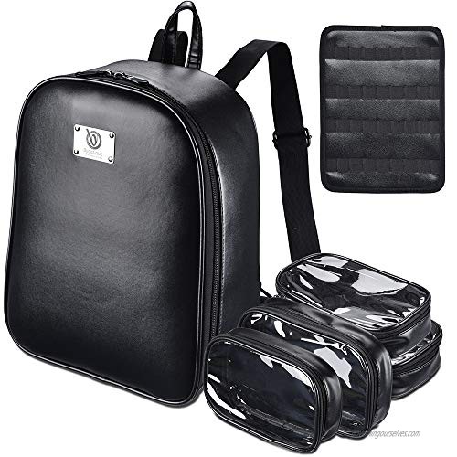 Byootique 14" Professional Makeup Artist Backpack Cosmetic Storage Shoulder Bag Travel Organizer with Clear Cosmetic Storage Bags