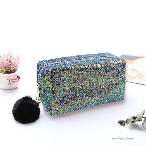 Colorful Glitter Shine Cosmetic Pouch Waterproof Zipper Handbag Carry Case Organizer Travel Case (purple)