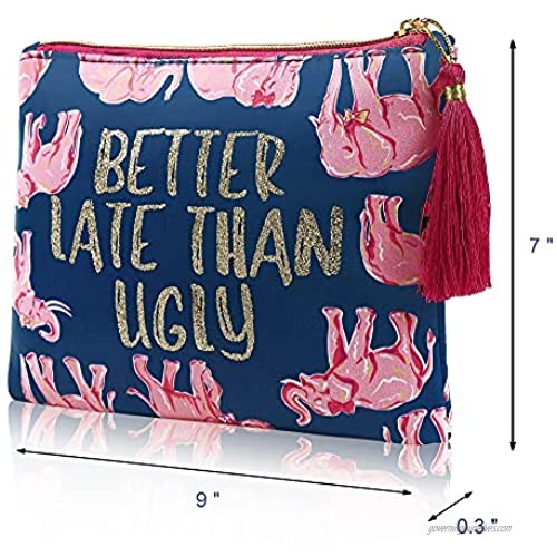 Cosmetic Bag for Women WOOMADA Fashionable Roomy Makeup Bags (Clutch Elephant-Dark blue)