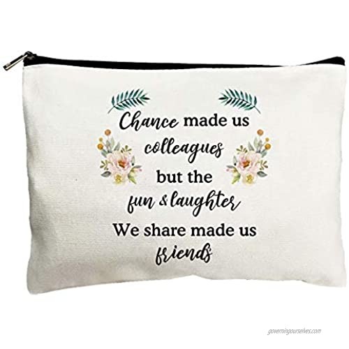 Coworker Goodbye Gifts for Women - Chance Made Us Colleagues - Makeup Cosmetic Bag for Friends Femal Boss Nurse Teachers Retirees Leaving Going Away Job Farewell Appreciation Birthday Retirement Gift