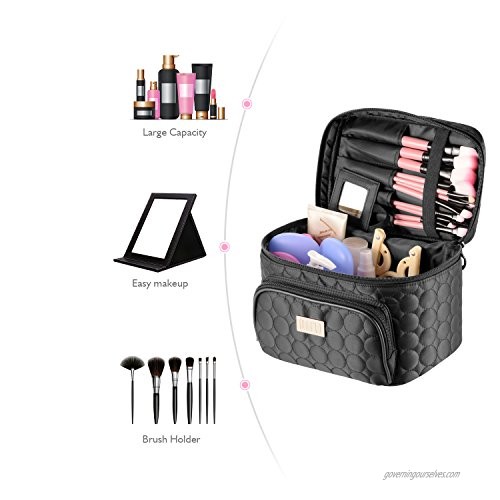 DRQ Travel Makeup Bag with Mirror-Multifunction Portable Toiletry Bag Large Cosmetic Make up Pouch Organizer for Women Cosmetic Duffle Weekender