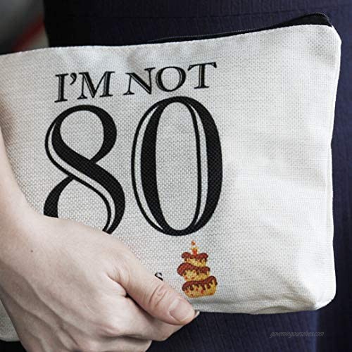 I'm not 80 80th Birthday Gifts for Women Mom Grandma Wife 80th Birthday Gifts Ideas Queen 80s Fun Makeup Bag Gifts