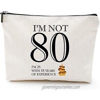 I'm not 80 80th Birthday Gifts for Women Mom Grandma Wife 80th Birthday Gifts Ideas Queen 80s  Fun Makeup Bag Gifts