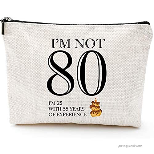 I'm not 80 80th Birthday Gifts for Women Mom Grandma Wife 80th Birthday Gifts Ideas Queen 80s  Fun Makeup Bag Gifts