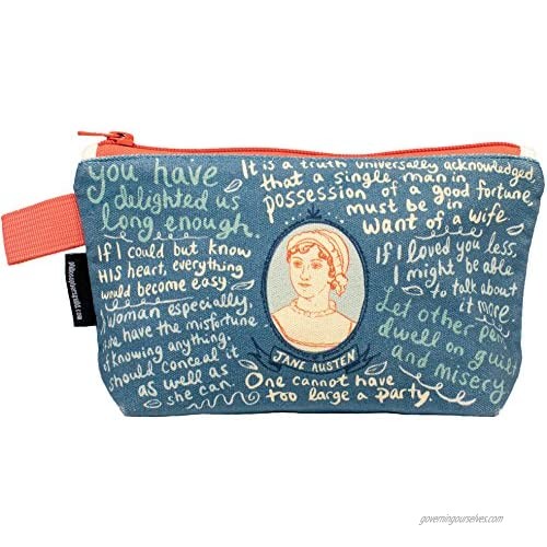 Jane Austen Bag - 9" Zipper Pouch for Pencils  Tools  Cosmetics and More