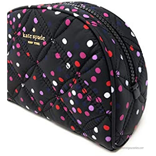 Kate Sapde Medium Dome Cosmetic Make-Up Clutch Bag Dots Black