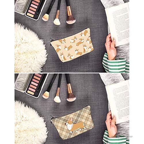 Makeup Bag Funny Corgi Dogs Travel Small Cosmetic Bags Organizer for Women Multifunction Handbag Toiletry Storage Pouch Waterproof Purse Set of 3