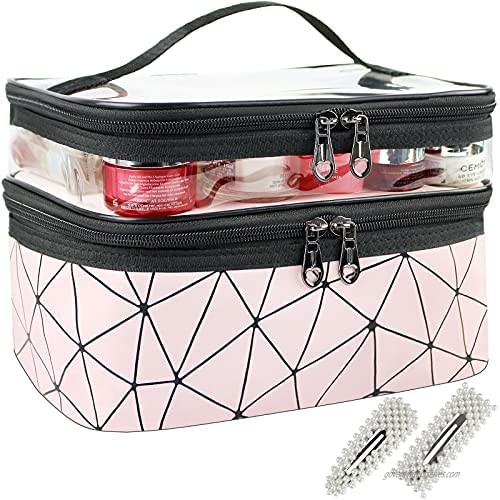 Makeup Bags  Double Layer Travel Makeup Bags For Women  Waterproof Portable Cosmetic Bag for Makeup  Cosmetics Tools  Shampoo  Toiletries