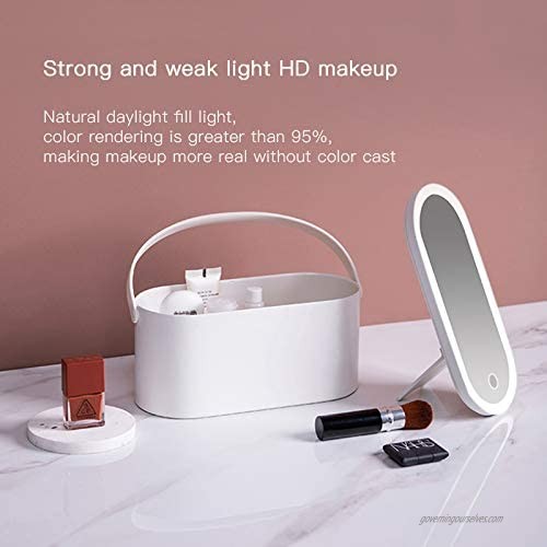 Makeup Case Portable Cosmetic Storage Box with LED Mirror Cover Cosmetic White Travel Carrying Cases