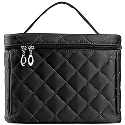 Makeup Cases With Big Clear Mirror Train Cases Full Of Capacity Cosmetic Travel Bag For Organize Makeups(Black)