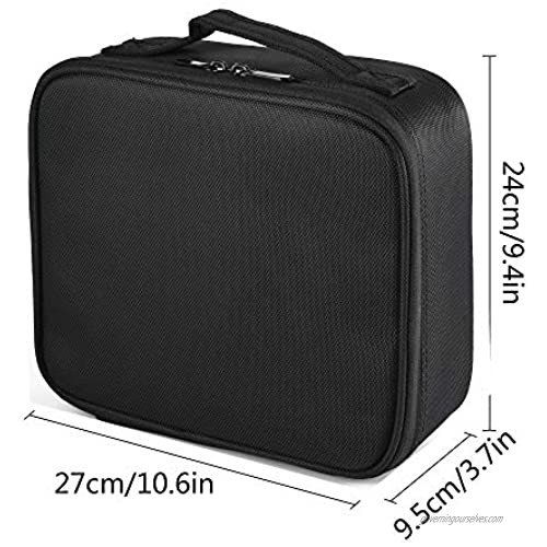 Makeup Organizer Bag Travel Makeup Train Case Organizer Portable Artist Storage Bag with Adjustable Dividers for Cosmetics Makeup Brushes Toiletry Jewelry Digital Accessories ，Black