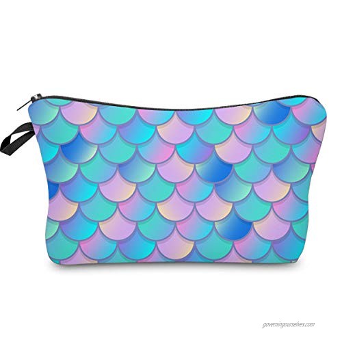 Mermaid Makeup bag Double-sided Printied Waterproof Travel Cosmetic Bag Zipper Pouch Small Toiletry Organizer  Adorable Roomy Mermaid Pencil Case for Girls Gifts Bag