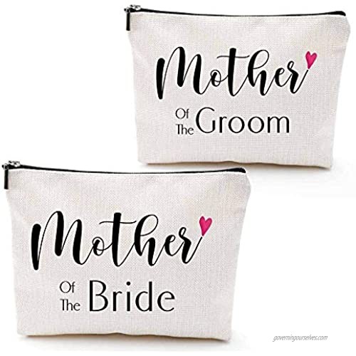 Mother of Bride and Groom  2 Pieces Unique Wedding Favor Gifts For Parents - Engagement Gifts For Mother In Law and Brides Mom-Makeup Bag
