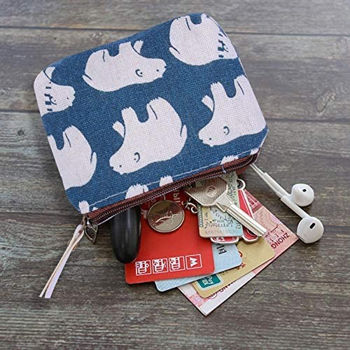 Selizo 8 Packs Canvas Pencil Pen Zipper Pouch Small Cosmetic Makeup Bags Forest and Animal Style