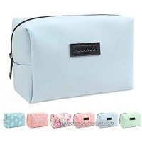 Small Makeup Bag For Purse  MAANGE Travel Cosmetic Bag Makeup Pouch PU Leather Portable Versatile Zipper Pouch For Women (Blue)