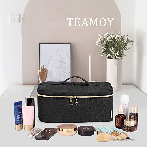 Teamoy Travel Makeup Brush Case Makeup Train Organizer Bag with Handle for Makeup Brushes(up to 8-inch) and Essentials Large Black(BAG ONLY)