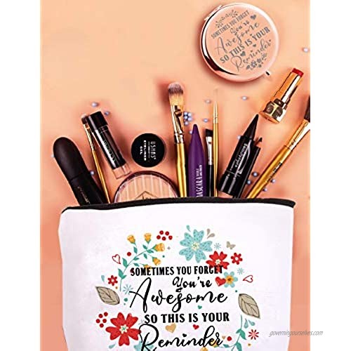 Thank You Gifts for Women You’re Awesome Gifts for Women Cheer Up Gifts for Her You are Awesome Makeup Bag You are Awesome Trinket Dish You’re Awesome Gifts Compact Mirror Thank you Makeup Mirror
