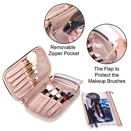 Yarwo Travel Makeup Brushes Bag Portable Cosmetic Bag for Makeup Brushes (up to 9.4) and Cosmetic Essentials Dusty Rose (BAG ONLY PATENTED DESIGN)