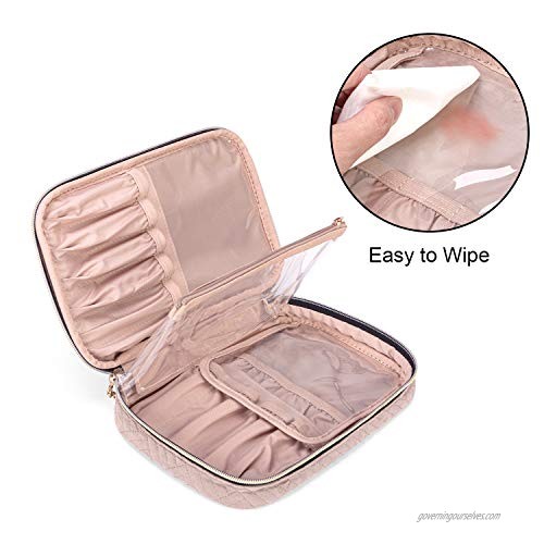 Yarwo Travel Makeup Brushes Bag Portable Cosmetic Bag for Makeup Brushes (up to 9.4) and Cosmetic Essentials Dusty Rose (BAG ONLY PATENTED DESIGN)