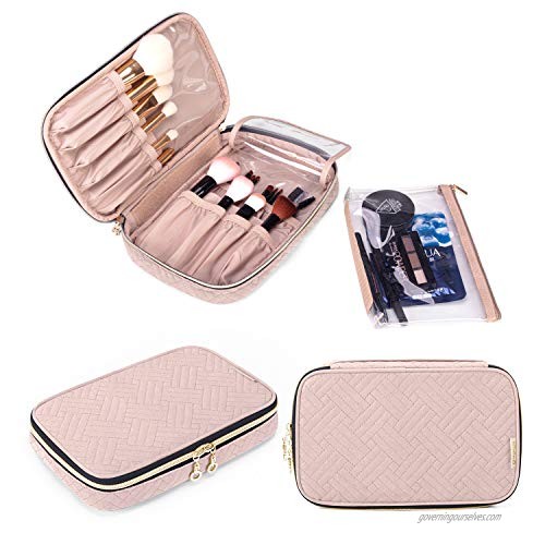 Yarwo Travel Makeup Brushes Bag  Portable Cosmetic Bag for Makeup Brushes (up to 9.4") and Cosmetic Essentials  Dusty Rose (BAG ONLY  PATENTED DESIGN)