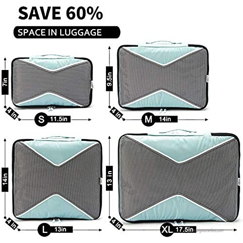 Allfourior Travel Packing Cubes -4/5 Set Compression Package Luggage Organizer