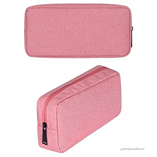 BAKUN Mini Travel Electronics Accessories Organizer Bag Universal Zipper Travel Cosmetic Makeup Handbag - Padded Gadget Carrying Case for Cables Portable Chargers Electronics Adapters(L Pink)