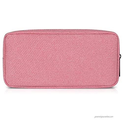 BAKUN Mini Travel Electronics Accessories Organizer Bag Universal Zipper Travel Cosmetic Makeup Handbag - Padded Gadget Carrying Case for Cables  Portable Chargers  Electronics Adapters(L  Pink)