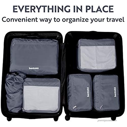 Bentoko 6 Piece Travel Packing Cube Organizer Set (Gray)