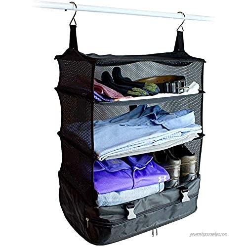 Buwico Travel Luggage Organizer 3 Layers Hanging Clothes Shoes Luggage Travel Shelves Bags