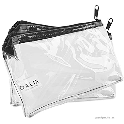 DALIX 2 Pack Zipper Makeup Bag Pencil Pouch Travel Accessories Holder Clear Transparent
