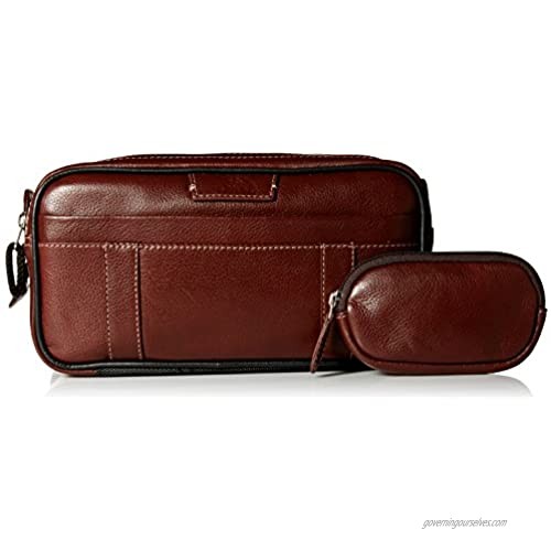 Dopp Men's Country Saddle Soft Sided Multi-Zip Travel Kit-Leather Brown One Size