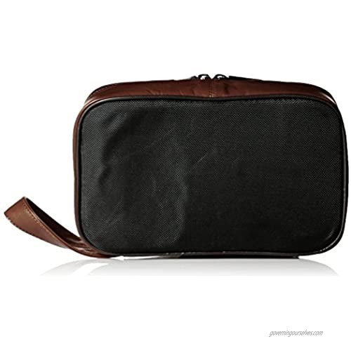 Dopp Men's Veneto Top Zip Travel Kit-Leather Brown One Size