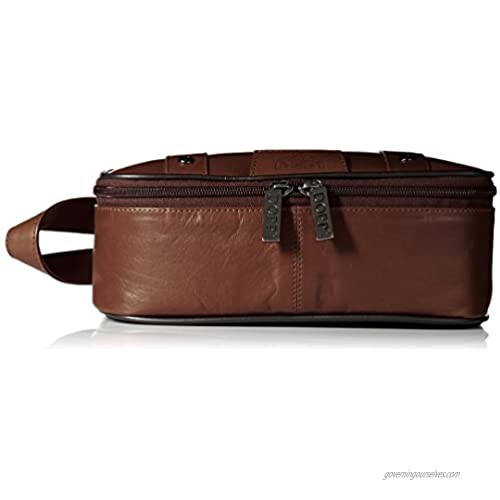 Dopp Men's Veneto Top Zip Travel Kit-Leather  Brown  One Size