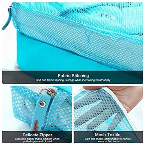 Fdit 5Pcs/Set Travel Storage Bags Luggage Packing Pouchs Cubes Organizers Multi-Functional Clothing Sorting Packages (Blue)
