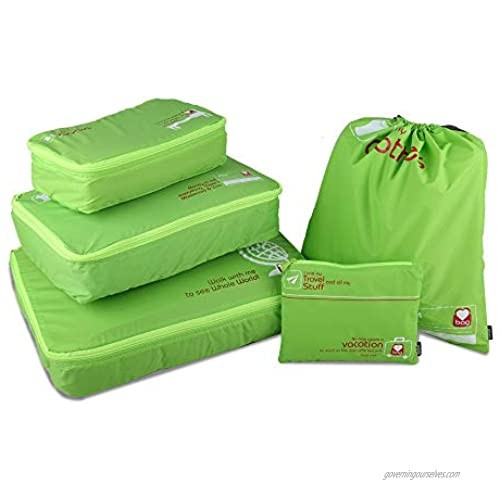 GOX Light 5 piece Packing Cubes Travel Luggage Organizer (Green)