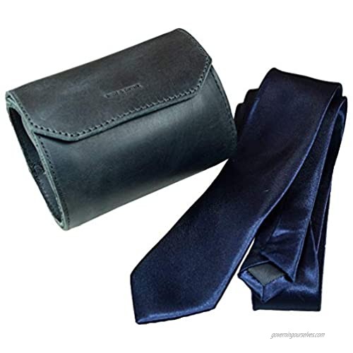 Hide & Drink Leather Tie Roll Case Travel Essentials Storage Box Handmade Includes 101 Year Warranty :: Charcoal Black