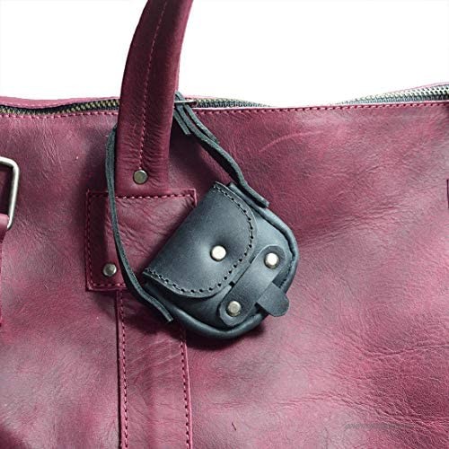 Hide & Drink Leather Tiny Saddle Bag/Coin Pouch/Cash Holder/Organizer/USB/SD Cards/Ornaments/Accessories Handmade Includes 101 Year Warranty :: Charcoal Black