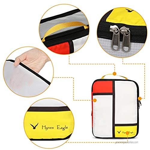 Hynes Eagle Mondrian Compression Packing Cubes Double Sided Travel Suitcase Packing Organizers 4 pcs