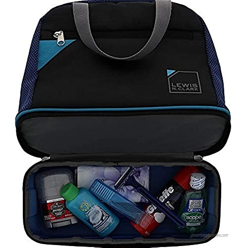 Lewis N. Clark Deluxe Travelflex Toiletry Kit Makeup Bag Shower Caddy + Travel Organizer Toiletry Kit for Luggage Carryon or Suitcase Blue